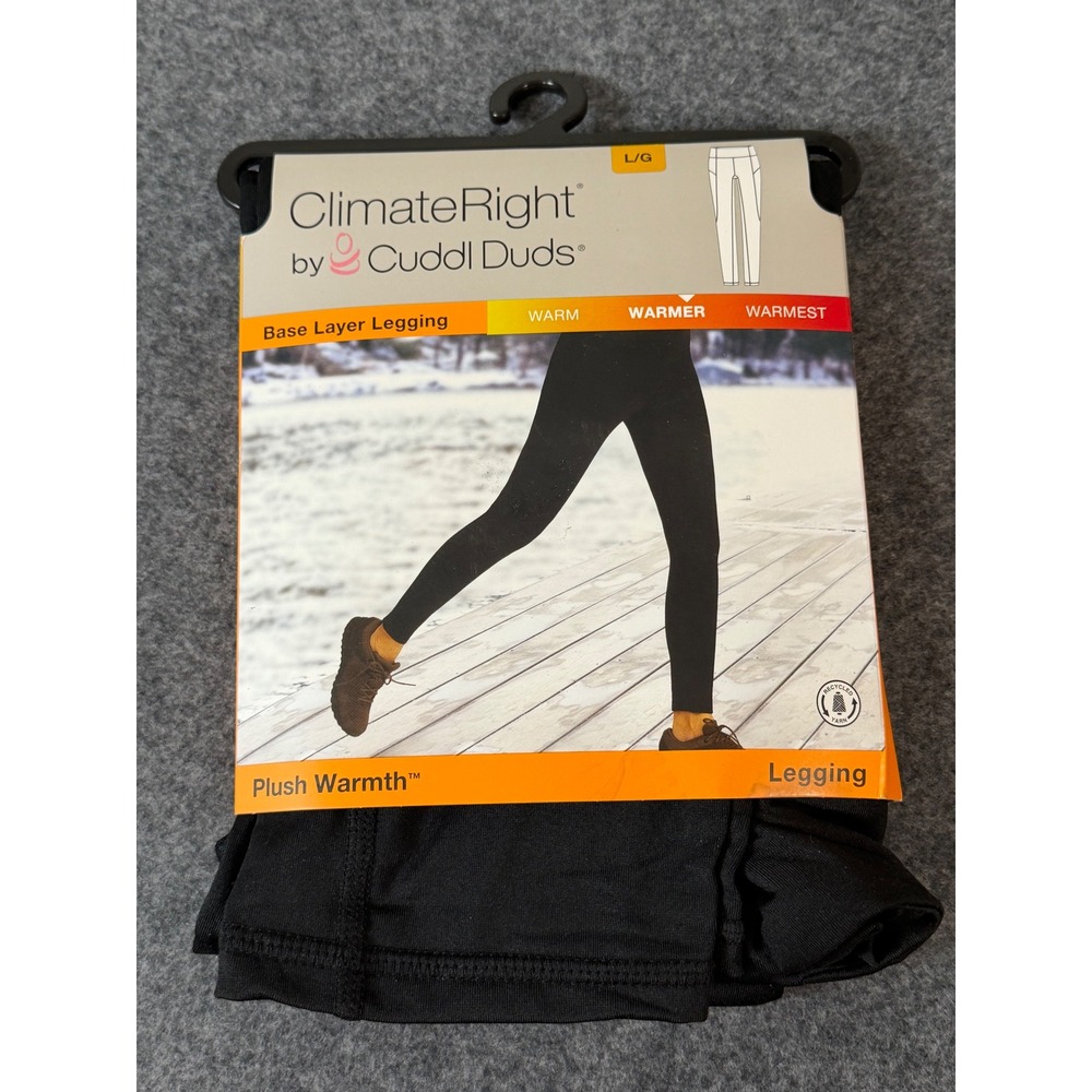 ClimateRight by Cuddl Duds Legging Women Large Black NWT Plush Warmth Base Layer